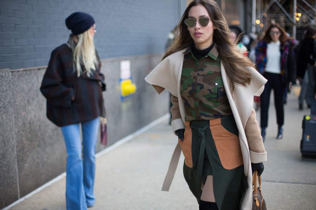 street style, fashion week, military trend, camouflage, trend 2016, women