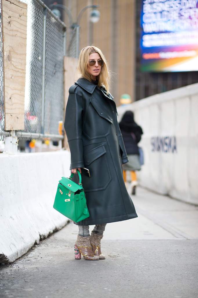 street style, fashion week, winter, women, oversize coat, leather